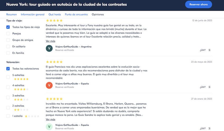 opiniones tour contrastes get your guide